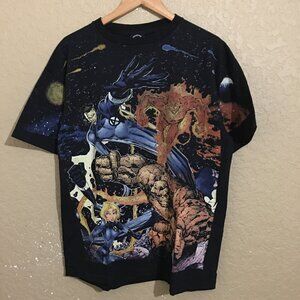 Fantastic Four Human Torch Ben Grimm Susan Storm Faded Black T-Shirt XL